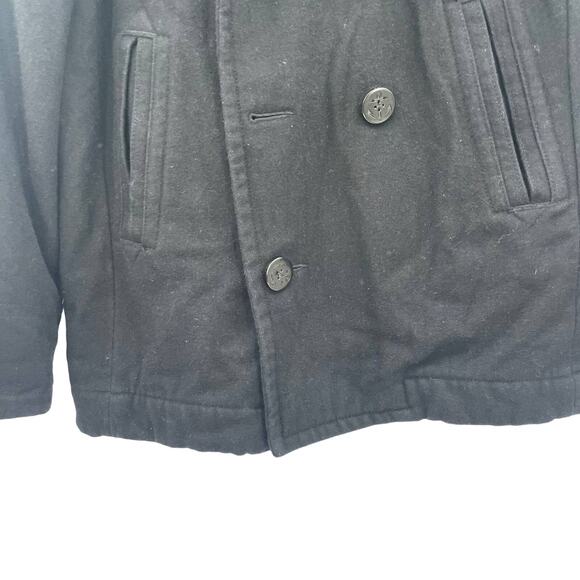 American Eagle Women Wool Blend Five Button Black Pea Coat - Picture 2 of 10